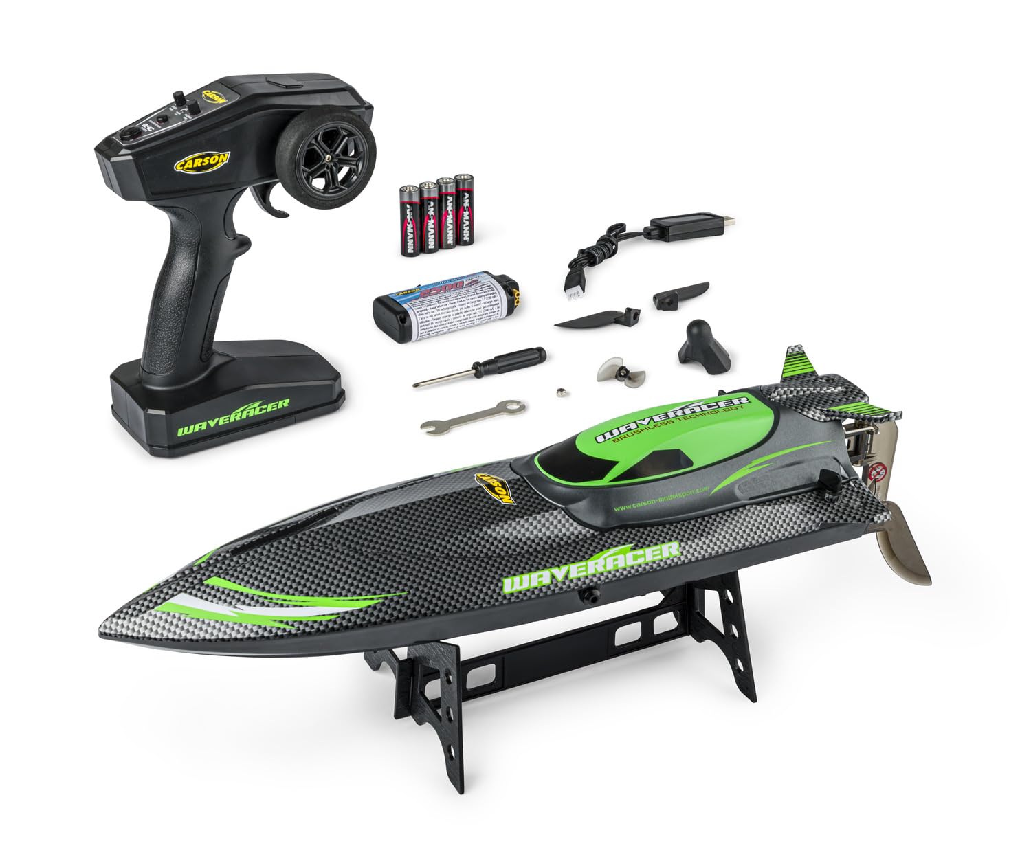Carson Waveracer Brushless 2.4GHz 100% RTR – motoscafo RC radiocomandato, barca RC, giocattolo radiocomandato per bambini e adulti, incluso radiocomando.