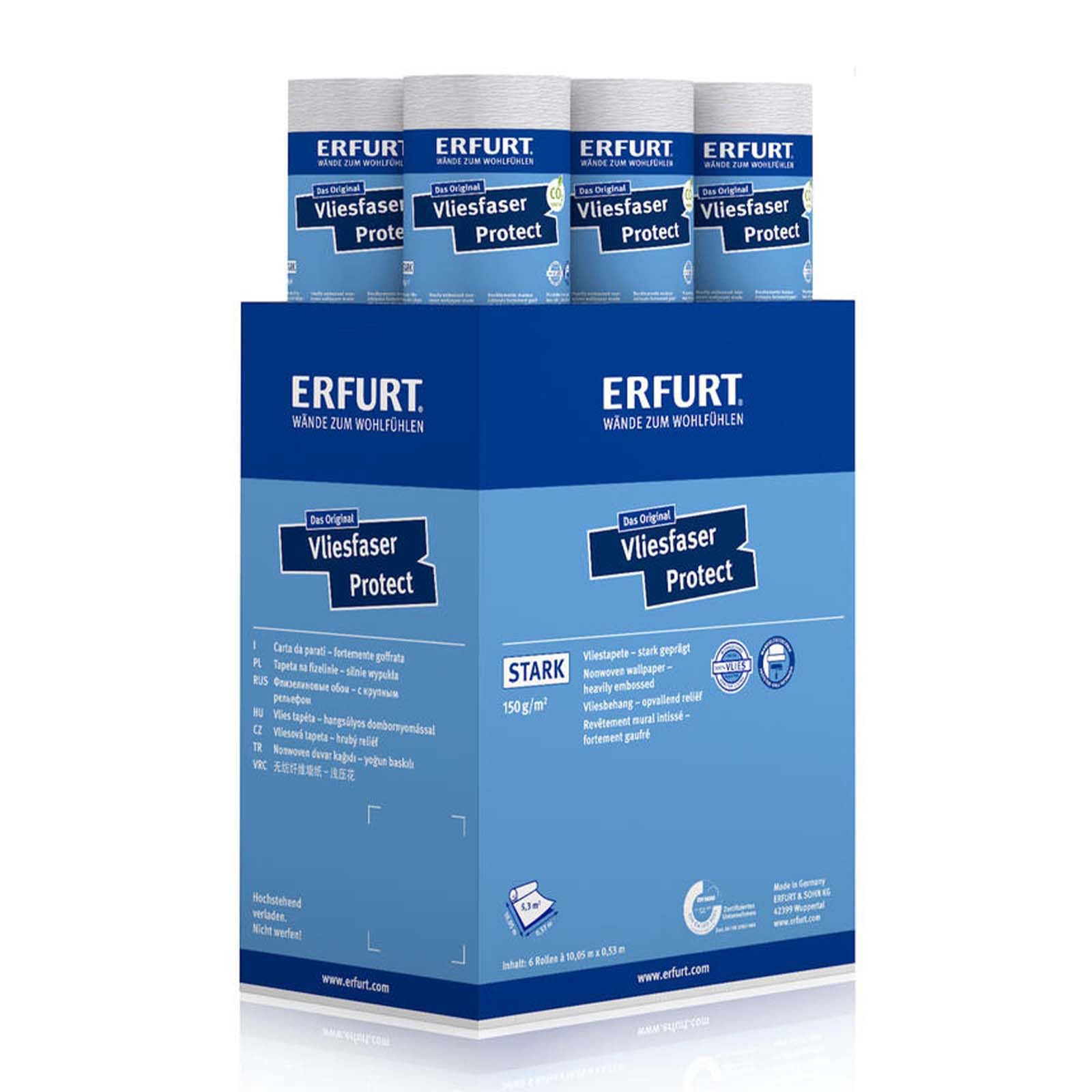 Erfurt Vliesfaser Protect 213 Vliestapete 10.05X0.53 Strukturtapete 6 Rollen 1004363