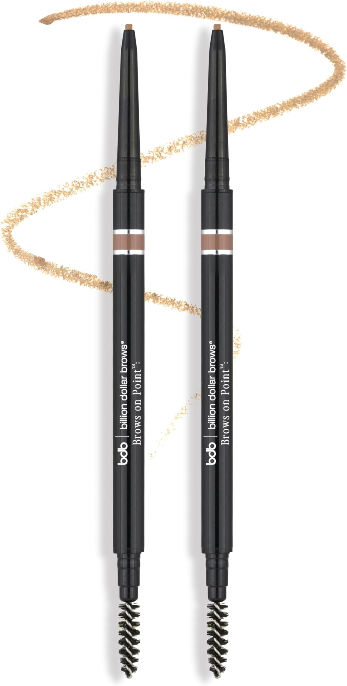 bdb Brows on Point Micro Brow Pencil - Precision Tip & Spoolie, Waterproof, Define, Shape & Fill Brows, Blonde, 2-Pack