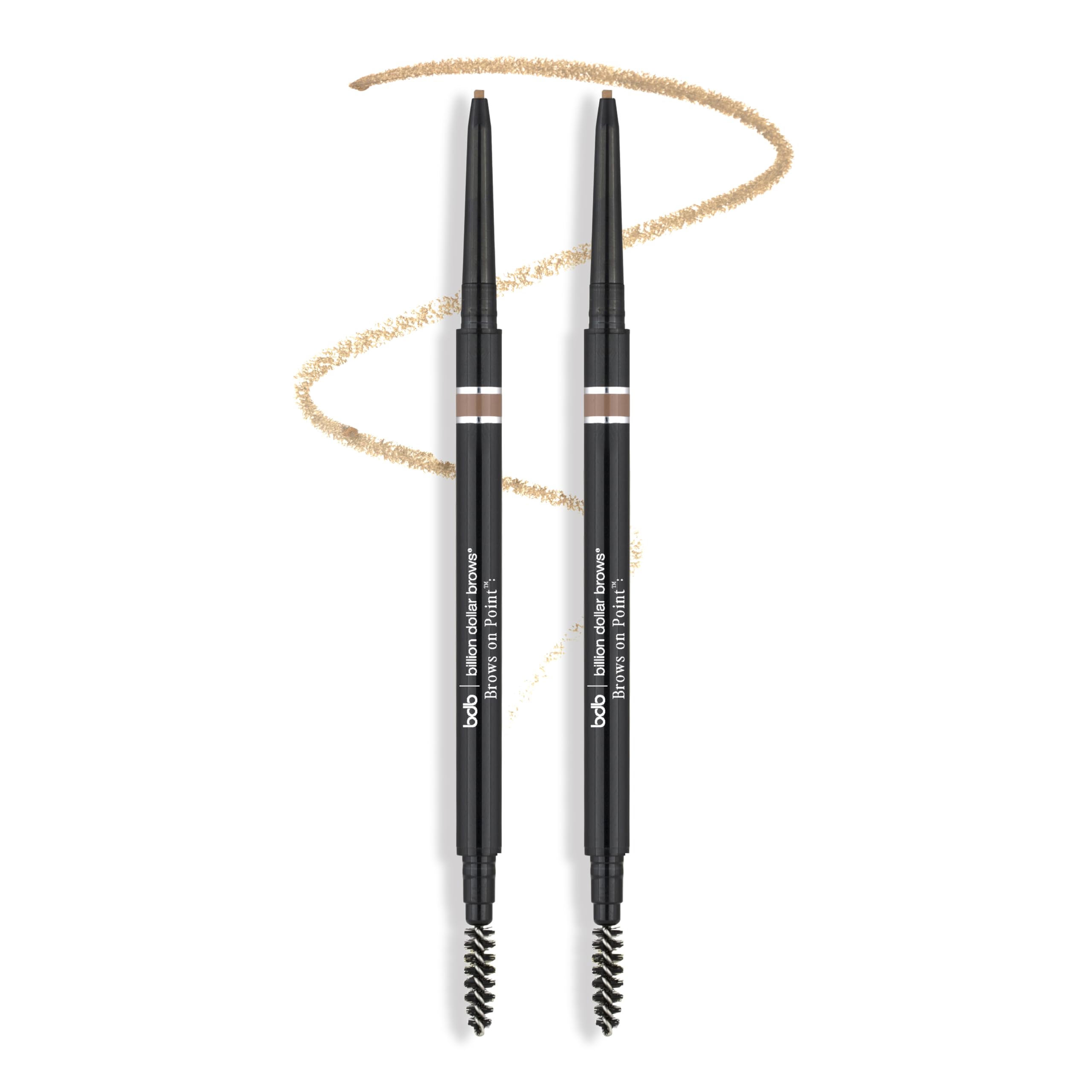 bdb Brows on Point Micro Brow Pencil - Precision Tip & Spoolie, Waterproof, Define, Shape & Fill Brows, Blonde, 2-Pack