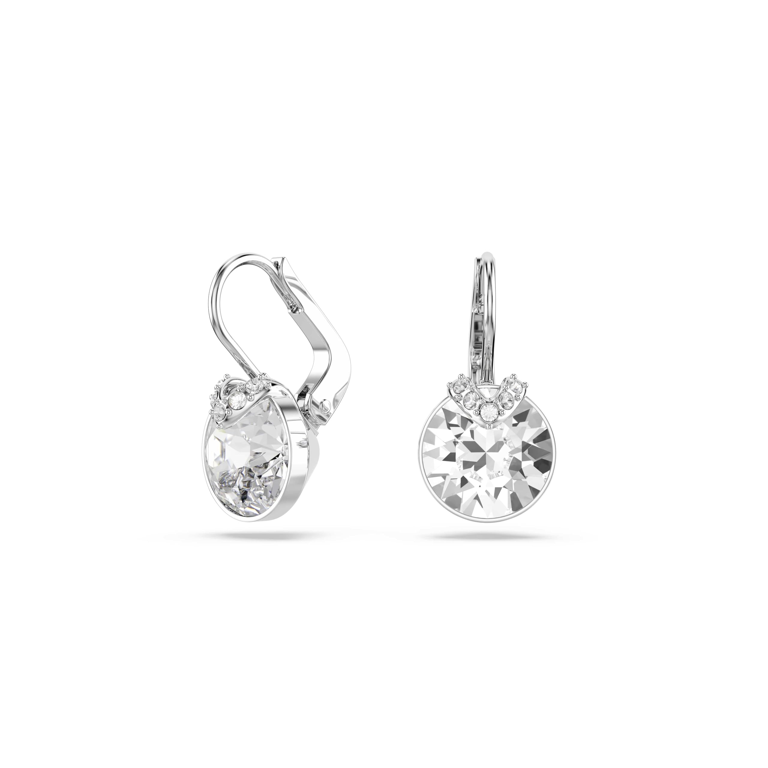 Swarovski Bella Drop Pierced Earrings, with Clear Crystals, Rhodium Plated Setting and Clear Crystal Pavé, a Part of the Bella Collection