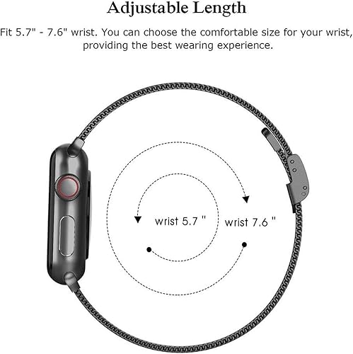 Miniatura 6 de GIKOS Milan - Correa de reloj de metal para Apple Watch de 1772in 1614in 1496in 1575in 1654in 1732in para iWatch 7654321 color plata tamaño 1732in