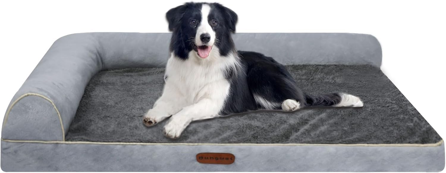 Dog Beds Medium Sized Dog, Pet Sofa Bed with Removable Washable Cover, Egg Foam Support, Bolster Cushion for Comfortable Sleep, Non-Slip Bottom,