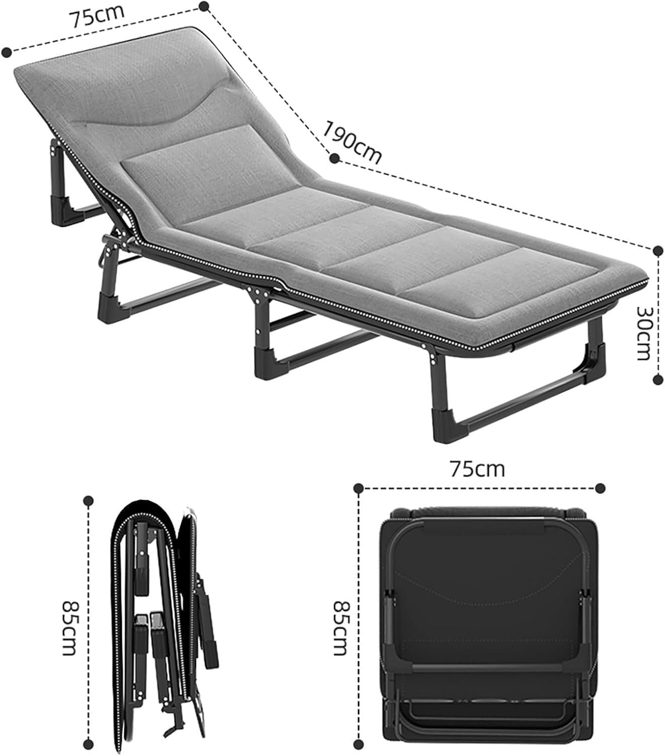 TIST Lightweight Folding Bed Foam Mattress Folding Guest Bed - Portable Pull-Out Sofa Bed & Camping Cot for Adults Camping Folding Bed(Plaid,190x68x30cm)