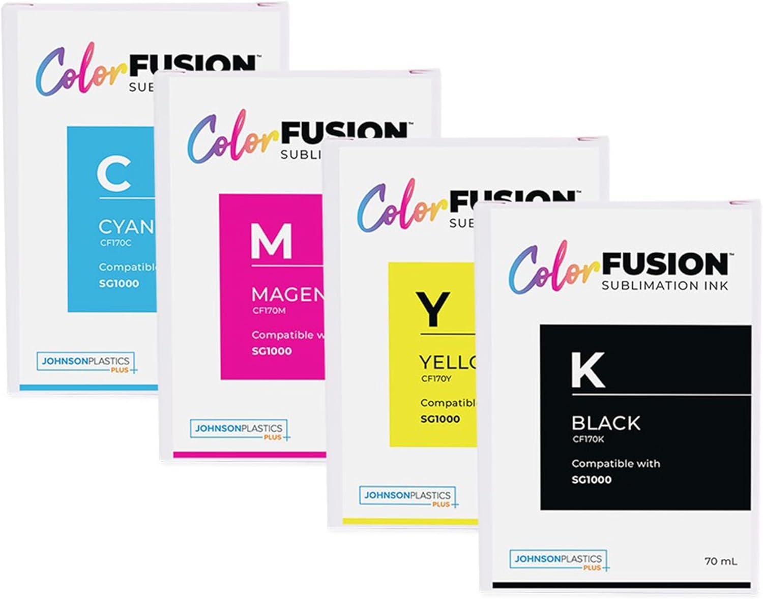 Johnson Plastics Plus JPPlus ColorFusion Sublimation Ink Compatible with Sawgrass SG500/SG1000 31ml Each- Complete Set
