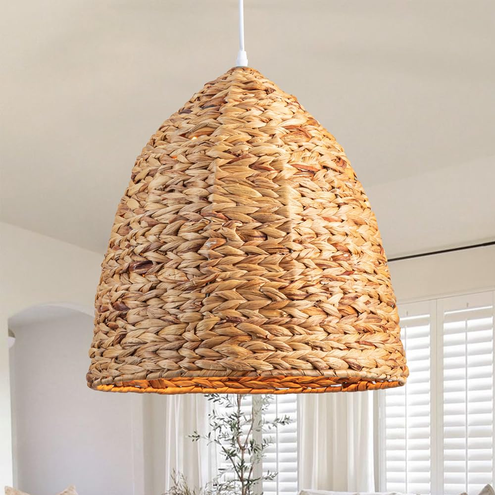 Ręcznie Robiony Abażur Do Lampy Restauracyjnej Lampa Wisząca W Stylu Wiejskim Żyrandol Z Rattanu Z Tykwy Wodnej Wiejski Abażur W Stylu Retro Do Wyspy Kuchennej, Sypialni, Salonu