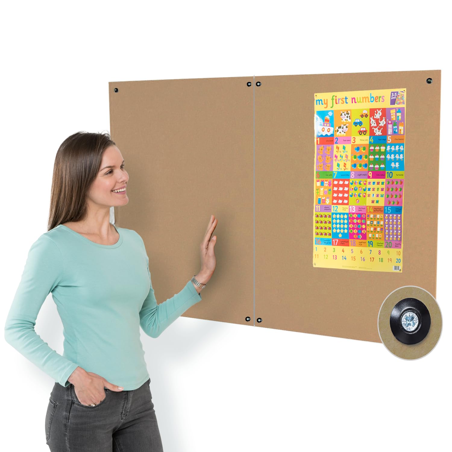Unframed Fire-Retardant Noticeboard | Wall-Mounted Bulletin Pinboard 800 X 540 mm - Pack of 2 Board | 8 Colours to Choose from - Ideal for Office, Classroom (Natural)