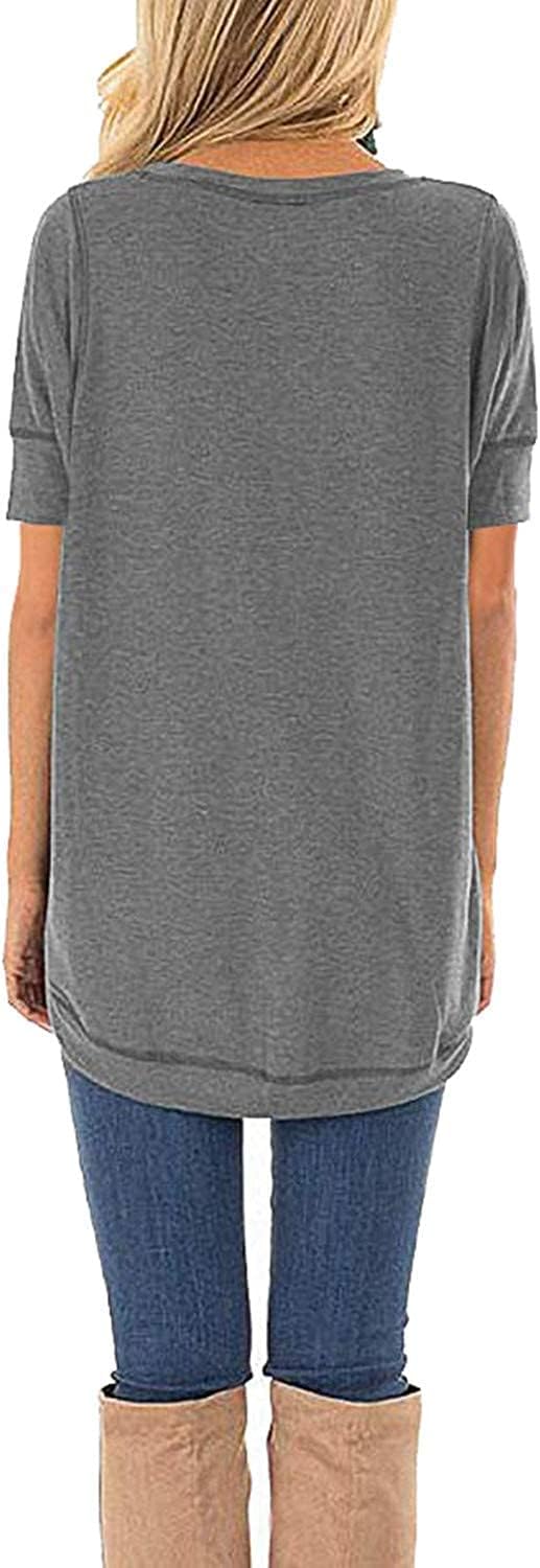 JomeDesign Summer Tops for Women Short Sleeve Side Split Casual Loose Tunic Top - Image 3