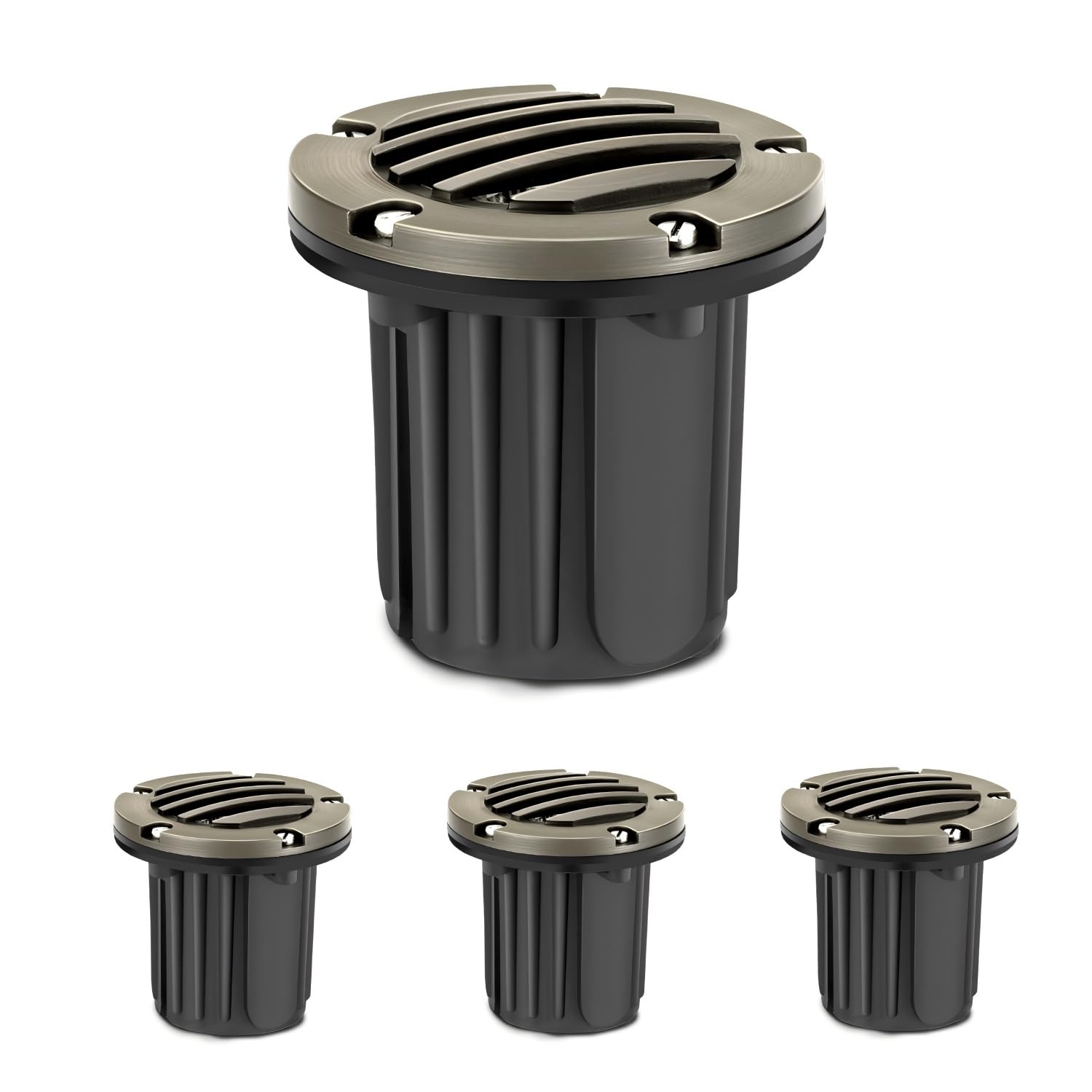 Gardencoin Brass Low Voltage Landscape Well Lights (5" Cover, 5.5" Tall), 12V LED Wired In-Ground Outdoor Up Lighting Fixture Waterproof, Adjustable