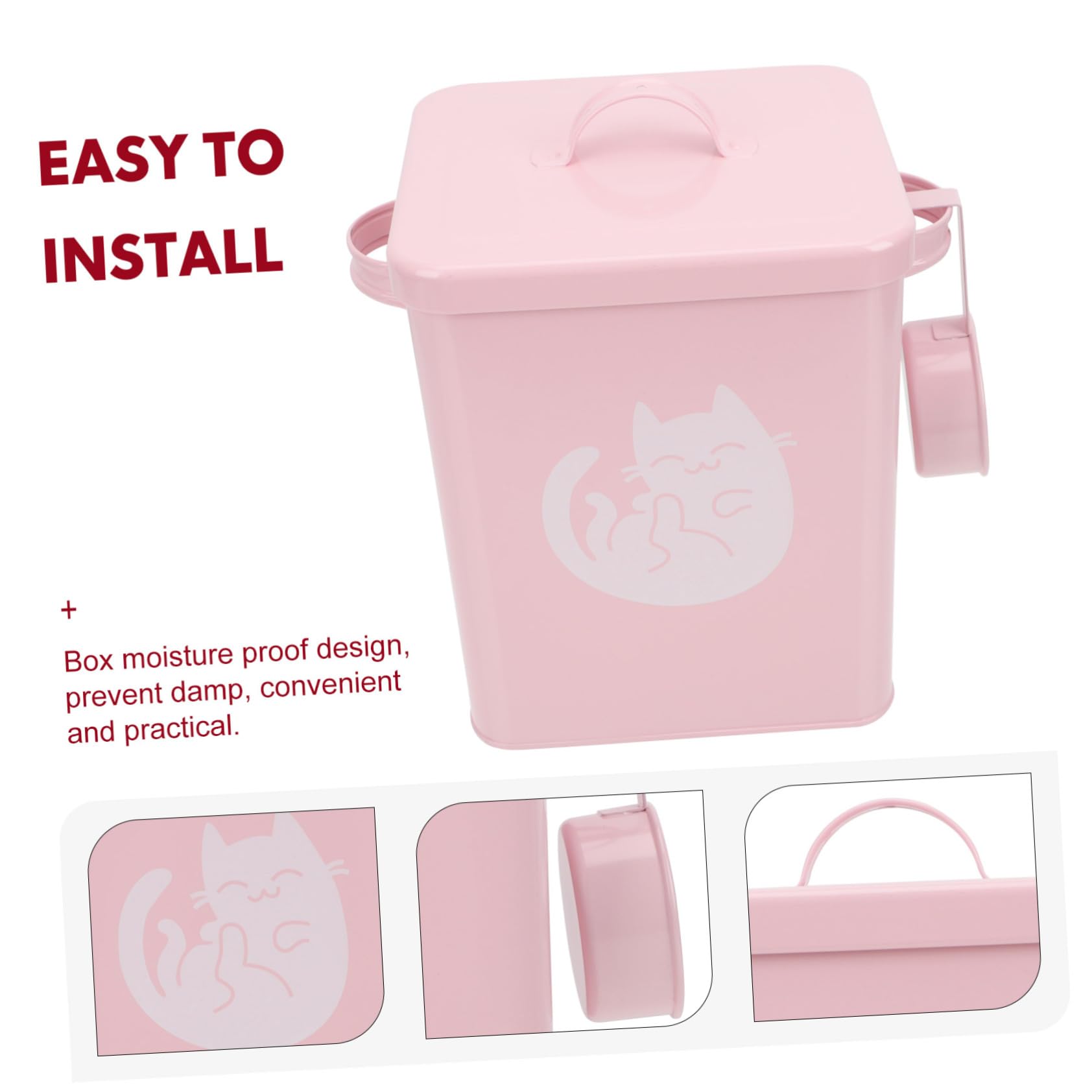 1juego Contenedor De Comida Para Mascotas Con Tapa Cubo Almacenamiento De Piensos Para Perros y Gatos Diseño Elegante y Prueba De Humedad Para Alimentos Secos y Snacks