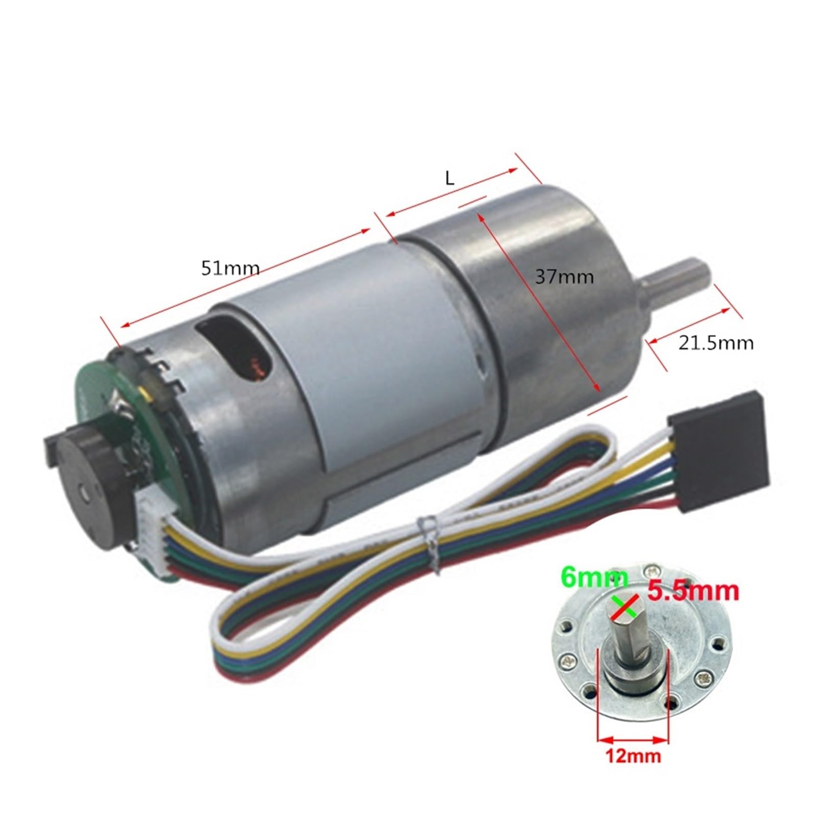Motor codificador JGB37-545 de CC, 6 V, 12 V y 24 V, con Engranajes metálicos, Reductor de Velocidad de 12 a 2000 RPM, Alto par, Bricolaje.(12V 47RPM)