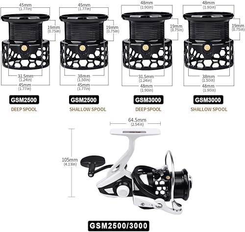 Miniatura 5 de GSM3000 Metal Spinning Pesca Carrete 5.5:1 7+1BB Agua dulce Salada Izquierda Carrete Mano Derecha