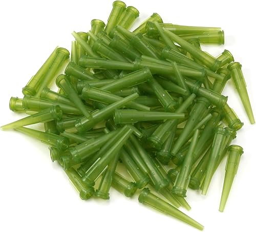Auniwaig 100 agujas dispensadoras cónicas de plástico de 14 Ga, Olive PE, Luer Lock, para aplicador de aceite o pegamento