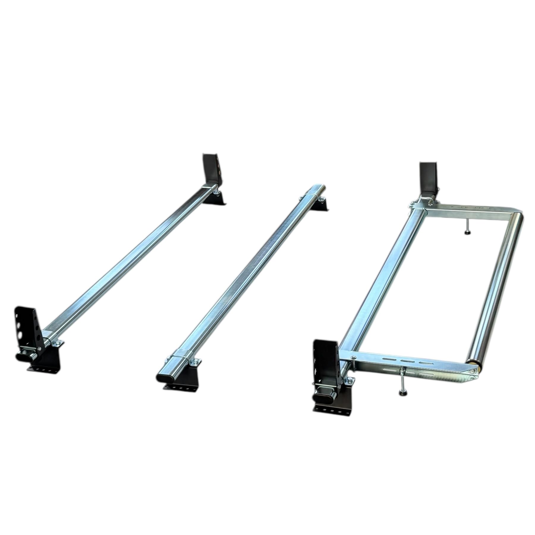 Shield Autocare Roof Bars Compatible with Ford Transit Custom (2013-2023) Steel Roof Rack & Tie Hole Loadstops for L1 (SWB) & L2 (LWB) with Low Rooftop (3 Bars & Roller) - 2