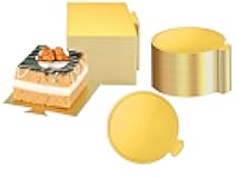 100pcs Mini Golden Cake Boards Round and Square Mousse Cupcake Base Paper Plates Dessert Board Circle Base for Cake DIY, Baking Dessert Party Wedding Birthday