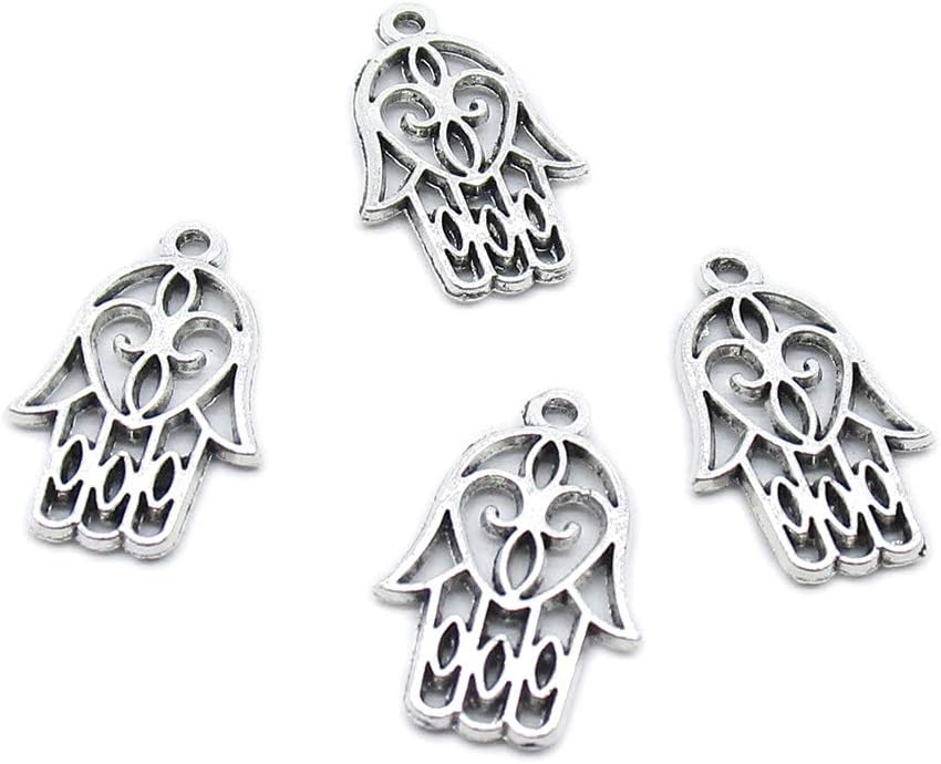 840 Pieces Antique Silver Tone Jewelry Charms Suppliers Arts Crafts Making Beading Findings Crafting SJ8P1I Hamesh Hamsa Hand of Fatima