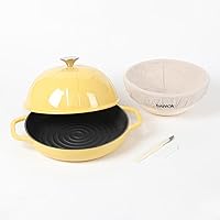 Vista 10 de HAWOK Horno de pan de hierro fundido con tapa Cloche, diámetro de 9.8 pulgadas, 1.5 cuartos de galón, bandeja para hornear de masa madre, negro