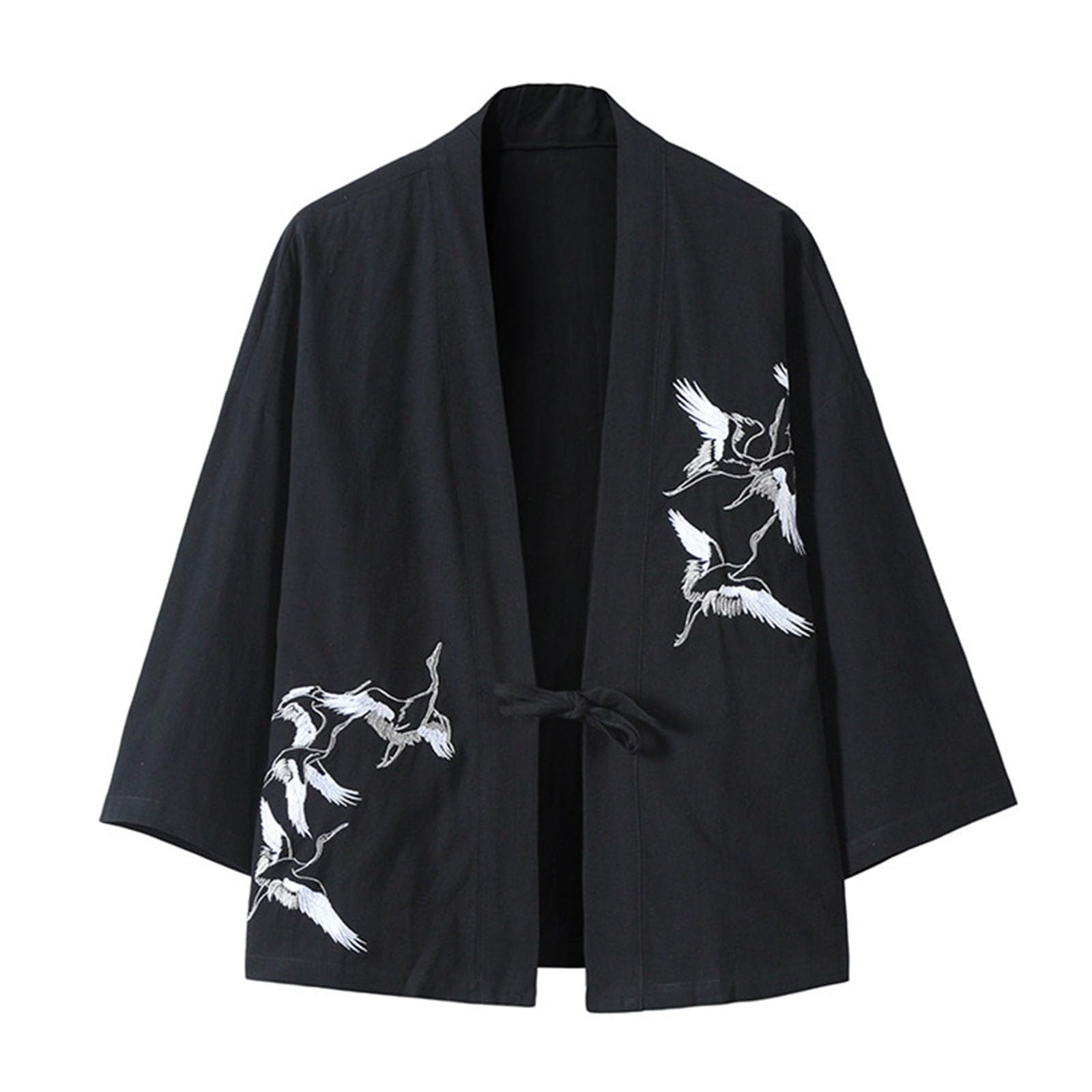 Generisch Chaqueta kimono ligera para hombre tradicional Happi Kimono Japón Haori Chaqueta Algodón Lino Camisa Manga Larga Ninja Verano Cardigan Camisa Chino Ropa Chaqueta de entretiempo