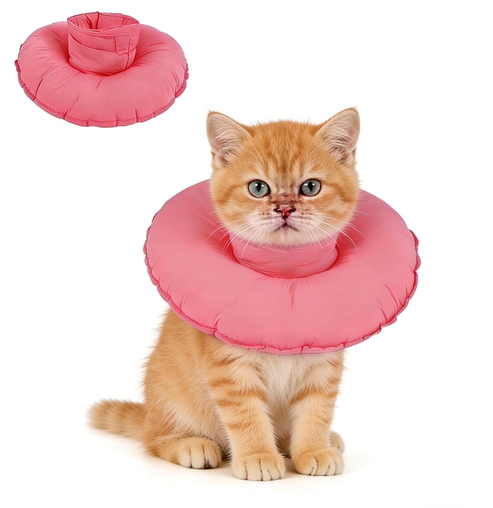 Hjyokuso Halskrause Katze S, Weicher Katzenkragen Verstellbar, Leckschutz nach OP, Schutzkragen gegen Kratzen, Alternative Katzenbody, Komfortabler Genesungskragen für Kätzchen und Katzen Rosa