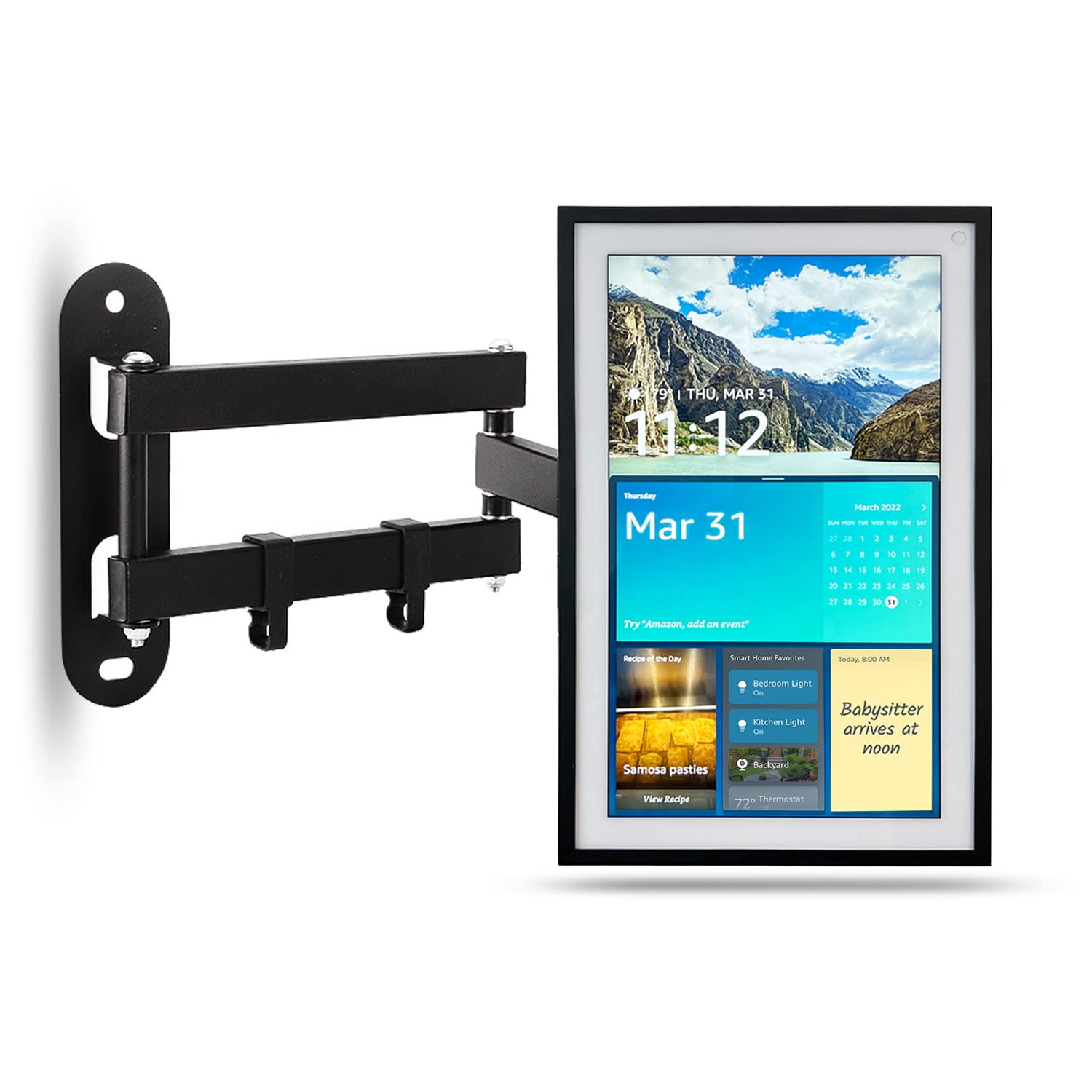 Adjustable Wall Mount Bracket for Amazon Echo Show 15 and 21, Swivel and Tilt Smart Display Mount, Easy Installation (Black)