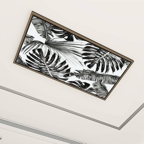 Miniatura 1 de Cubiertas decorativas fluorescentes para luces de techo, paquete de 6 hojas de palmera tropical, sin costuras, cubiertas fluorescentes florales