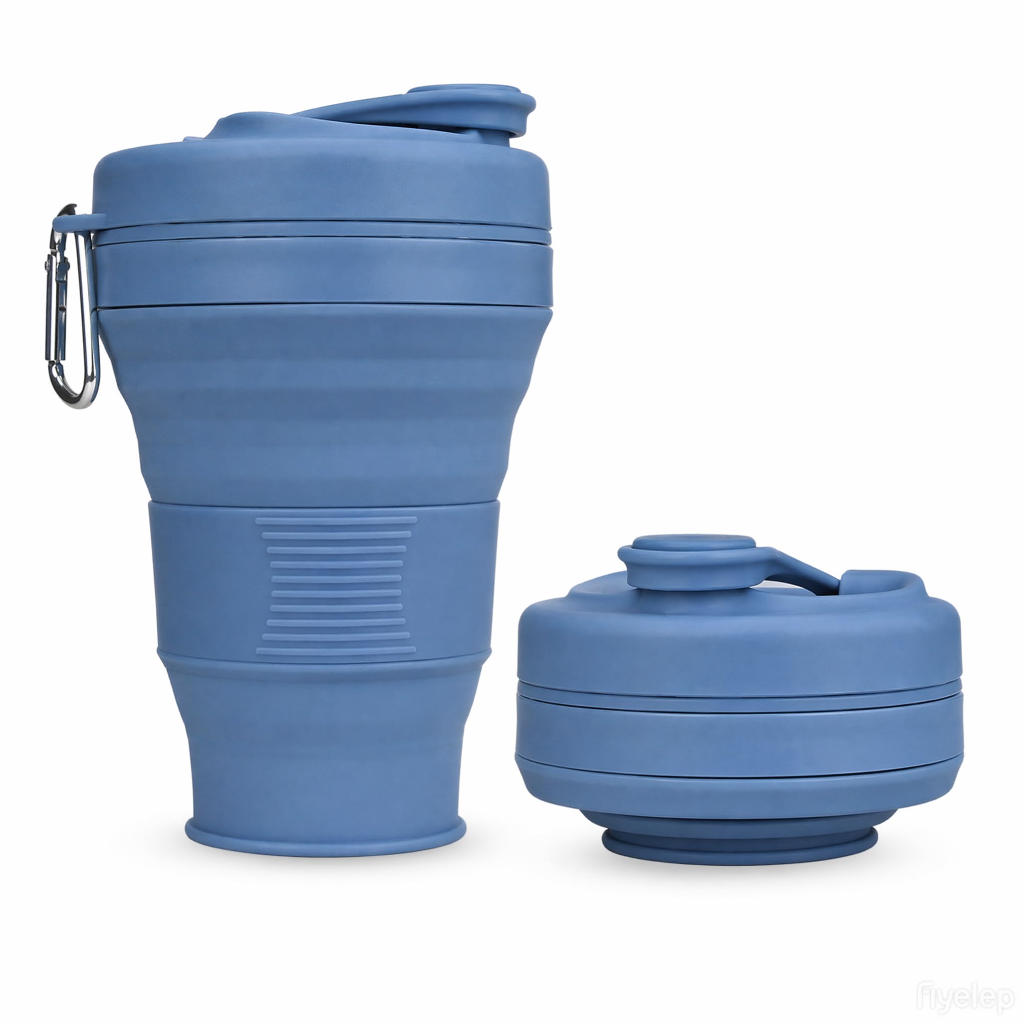 UNNESTAR Collapsible Camping Cup with Straw Silicone Folding Coffee Cup Sport Bottle Portable Travel Outdoor Car 16oz 20oz (Blue-600ml)
