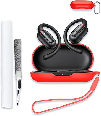 for Soundcore by Anker V30i Case Cover, Soft Silicone Protective Portable Scratch Shock Resistant Compatible with Anker Soundcore V30i Shell with Cleaner Kit & Carabiner & Lanyard,Red.