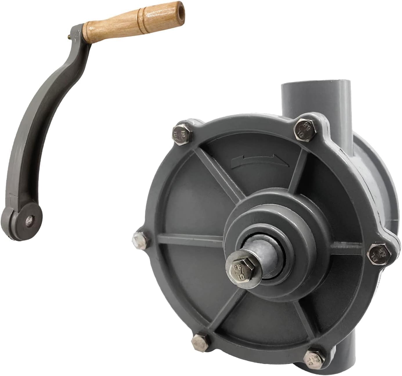 Aluminum Drum Rotary Hand Pump, 30-40 Gallon Gas Caddy with Pump Hand Fuel Pump Gasoline Diesel Transfer Pump for Fuel Barrel, inlet pipe 1-1/4",outlet pipe 1-1/4"