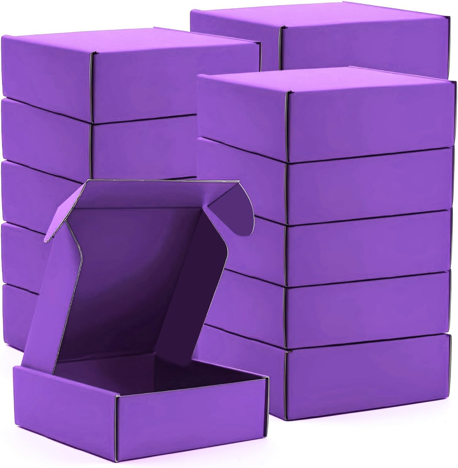 Nsmykhg Cardboard Boxes,15 Pack Shipping Boxes 6x6x2 Recyclable Mailing Boxes Colored Corrugated Cardboard Box Small Storage Boxes for Shipping, Mailing, Gifts Packaging (Purple), JV-CARDBOARDBX15