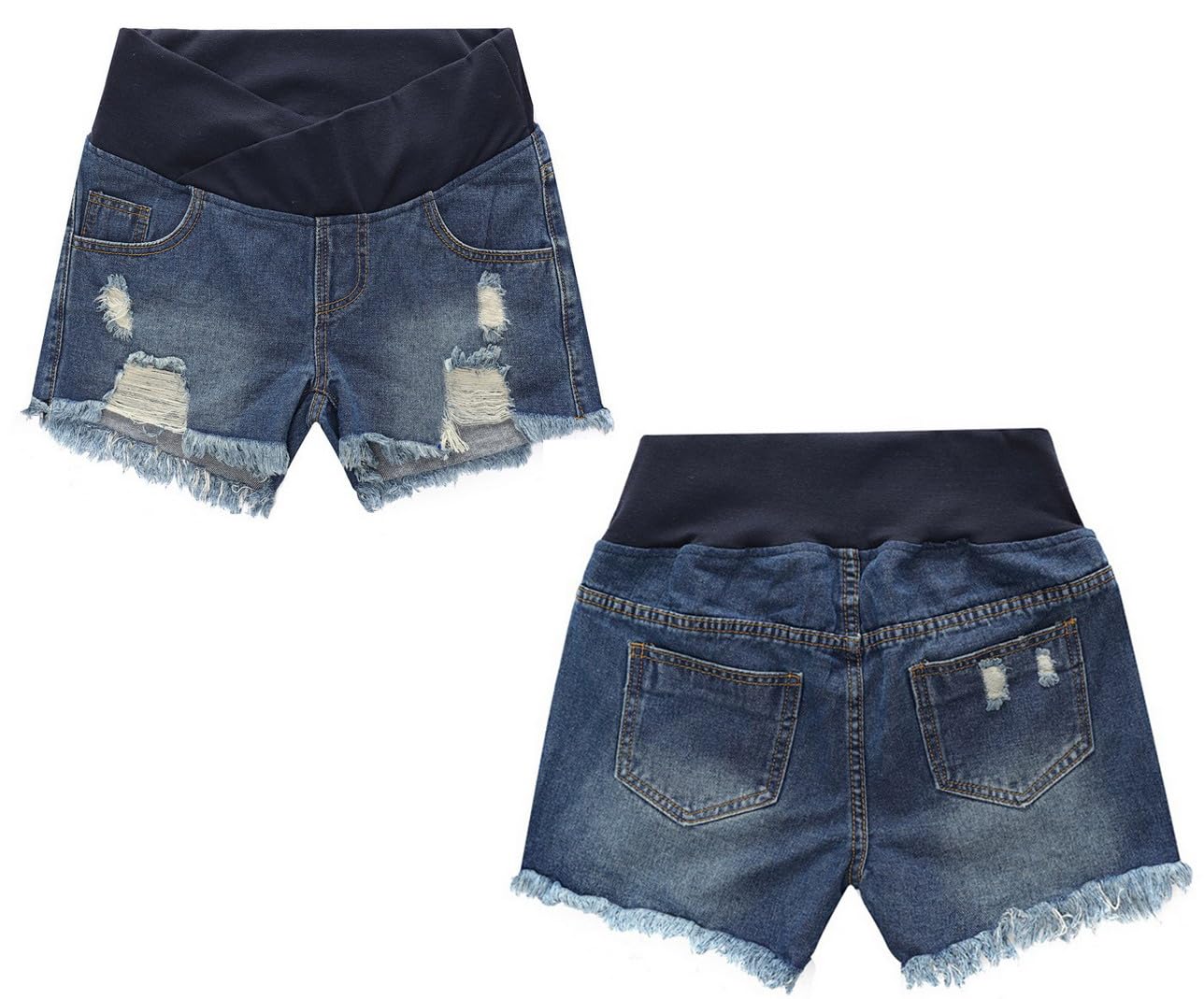 Premaman Shorts Donna Jeans Pantaloncini Premaman Cotone Leggings Corti maternità Regolabile Ventre Banda Pantaloni Regolabili Over Bump per la Gravidanza Estate