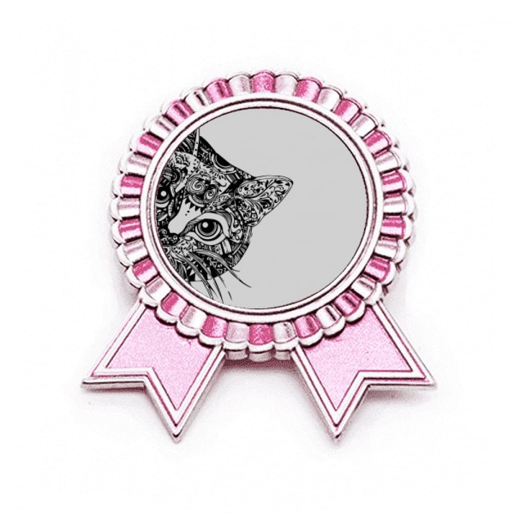 Broche tête de chat noir métal rose de qualité pour veste luxe - 4