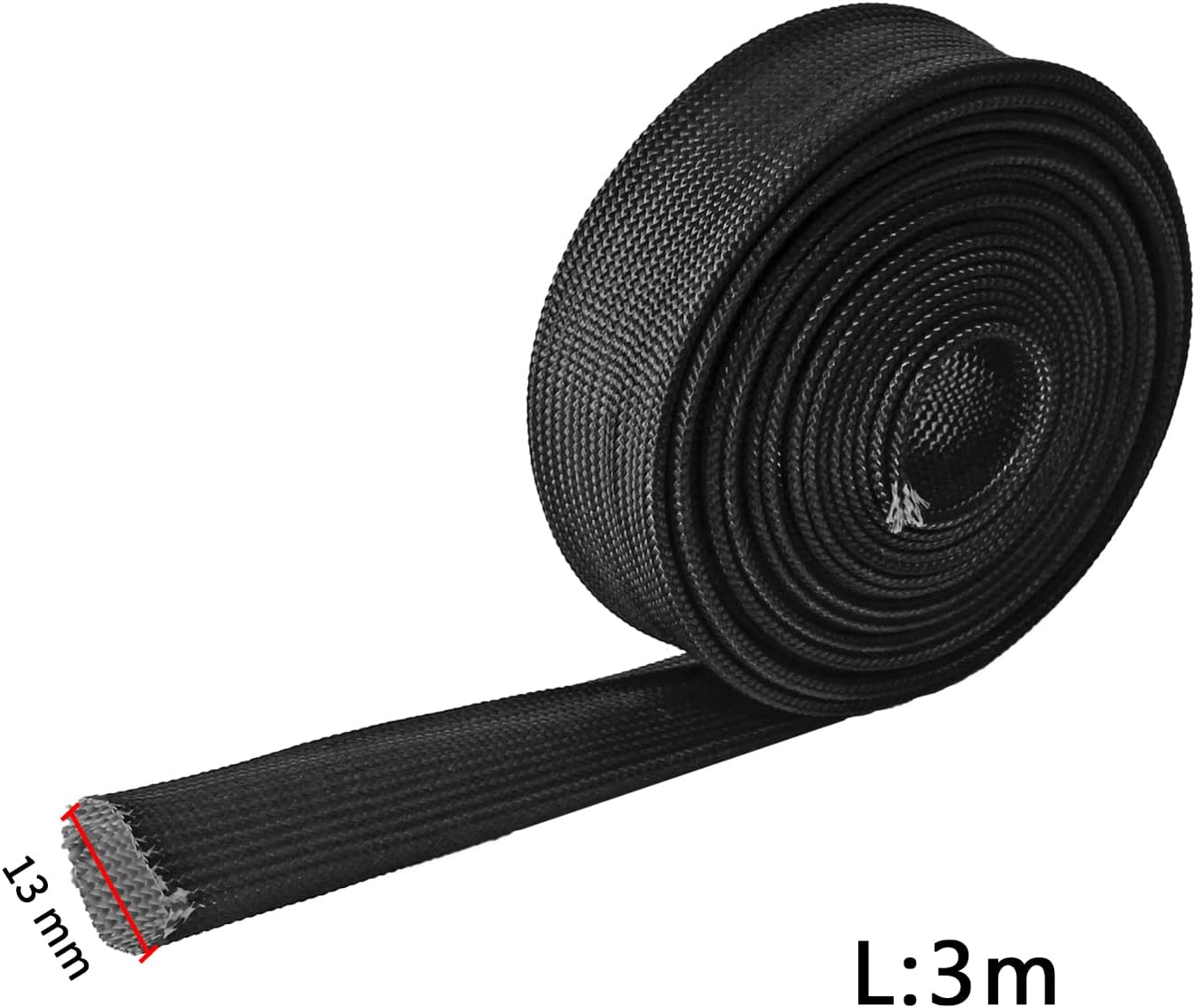 ZHUBANG Heat Hose Fiberglass Wrap Shield Sleeve 2 Pcs 10FT-13MM(1/2") Wire Fuel Line High Temp Black Colour Adjustable for Car Wire Loom cable Heat Shield Brake Line Cable