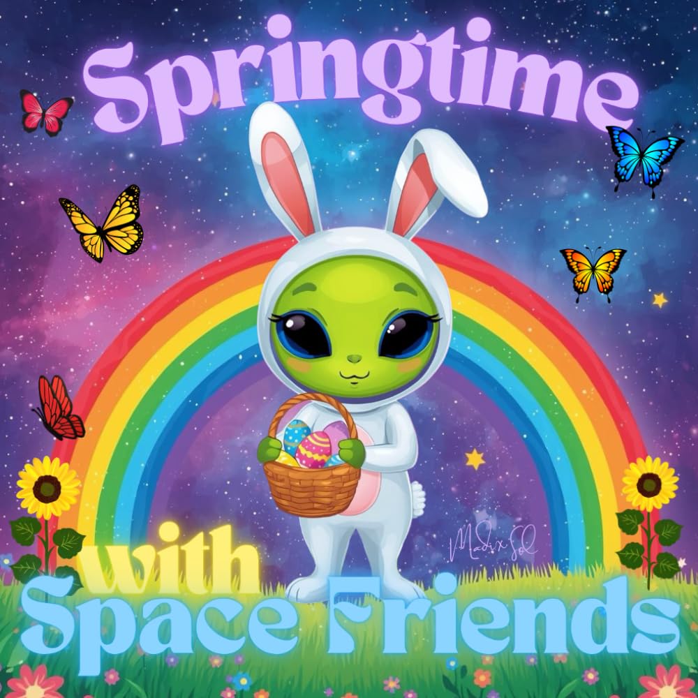 Springtime with Space Friends: A Spring Coloring Adventure with Friendly Aliens
