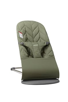 BabyBjorn Bouncer Bliss, Dark Green, Woven, Petal Quilt | 2-in-1 Adjustable Baby Bouncer Seat and Toddler Chair, Newborn to Toddler (8-29 lbs), 4 Positions, Lightweight & Portable