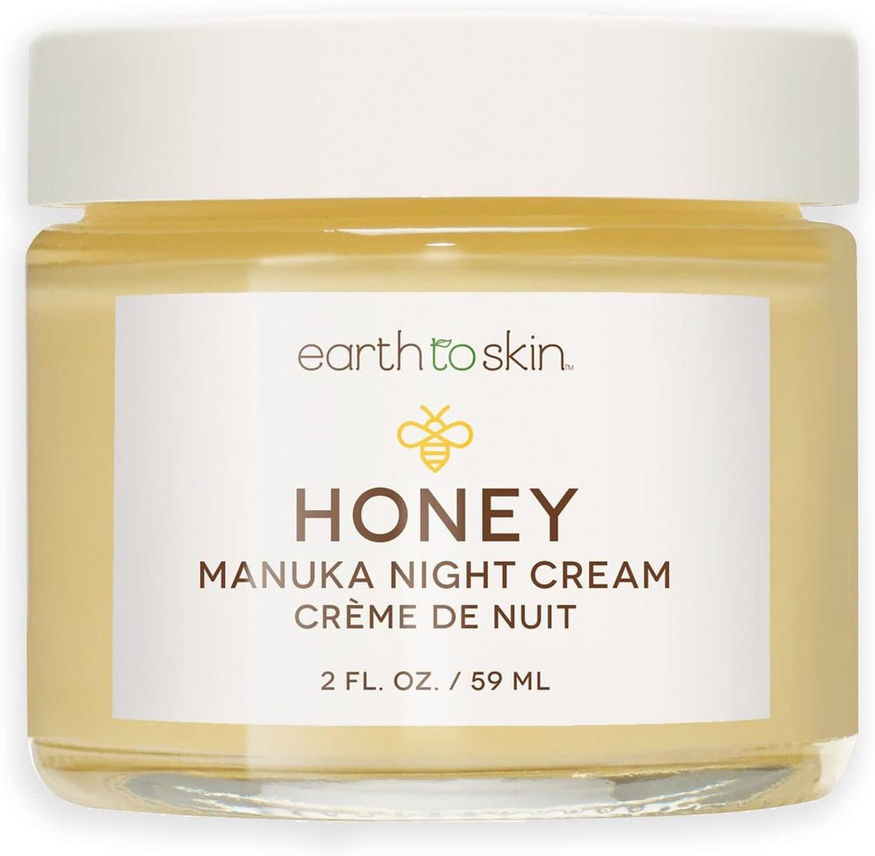 Earth To Skin Manuka Honey Night Cream - Face Moisturizer for Dry and Sensitive Skin with Shea Butter Macadamia Oil and Glycerin - Calming Overnight Hydration - Nourishing Care 2.0 fl oz