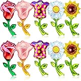 10 Pieces Colorful Foil Flower Balloon Spring Summer Floral Balloon Sunflower Daisy Pink Rose Red...