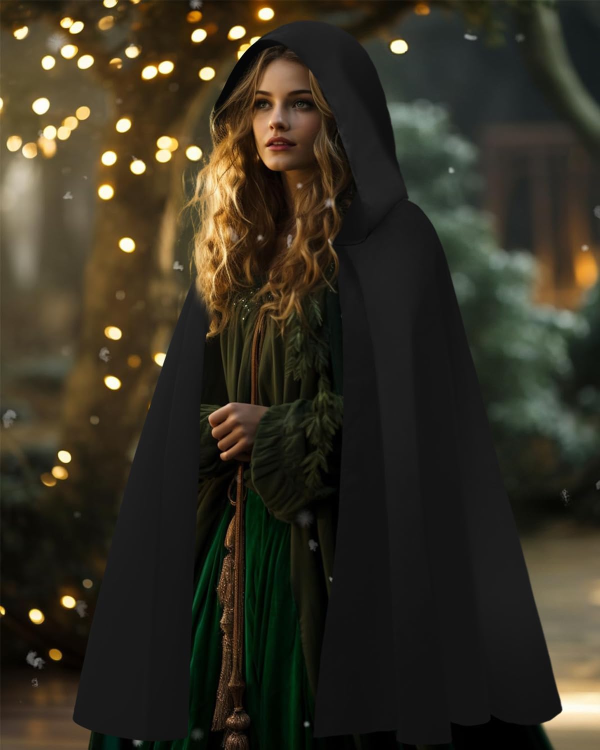 Renaissance Hooded Cloak for Women Men, Gothic Medieval Vintage Cape Halloween Cosplay Costume