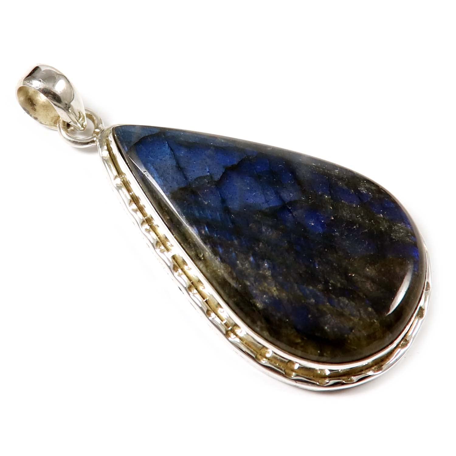 Goyal Impex Women Labradorite Gemstone Solid 925 Sterling Silver Pendant Jewelry PO65