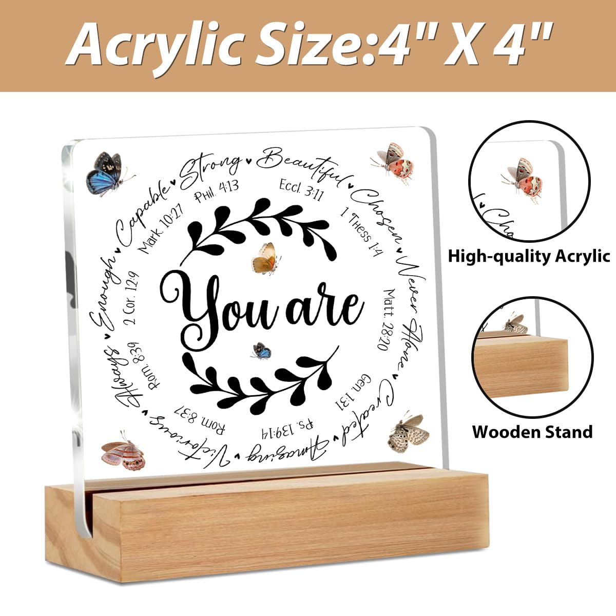Condition photo showing New/Like New for Christian Gifts for Women, Inspirational Spiritual Gifts Acrylic Sign, Religious Gifts for Women, Bible Clear Desk Decorative Sign with Stand, Bedroom Living Room Home Decor Table Desk Decor