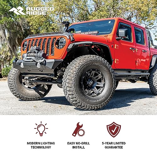 Rugged Ridge All Terrain Metal Max Front Fender Flares | Steel, Textured Black | 11641.13 | Fits 2018-2024 Jeep Wrangler JL 2 & 4 Door; 2020-2024 Jeep Gladiator JT