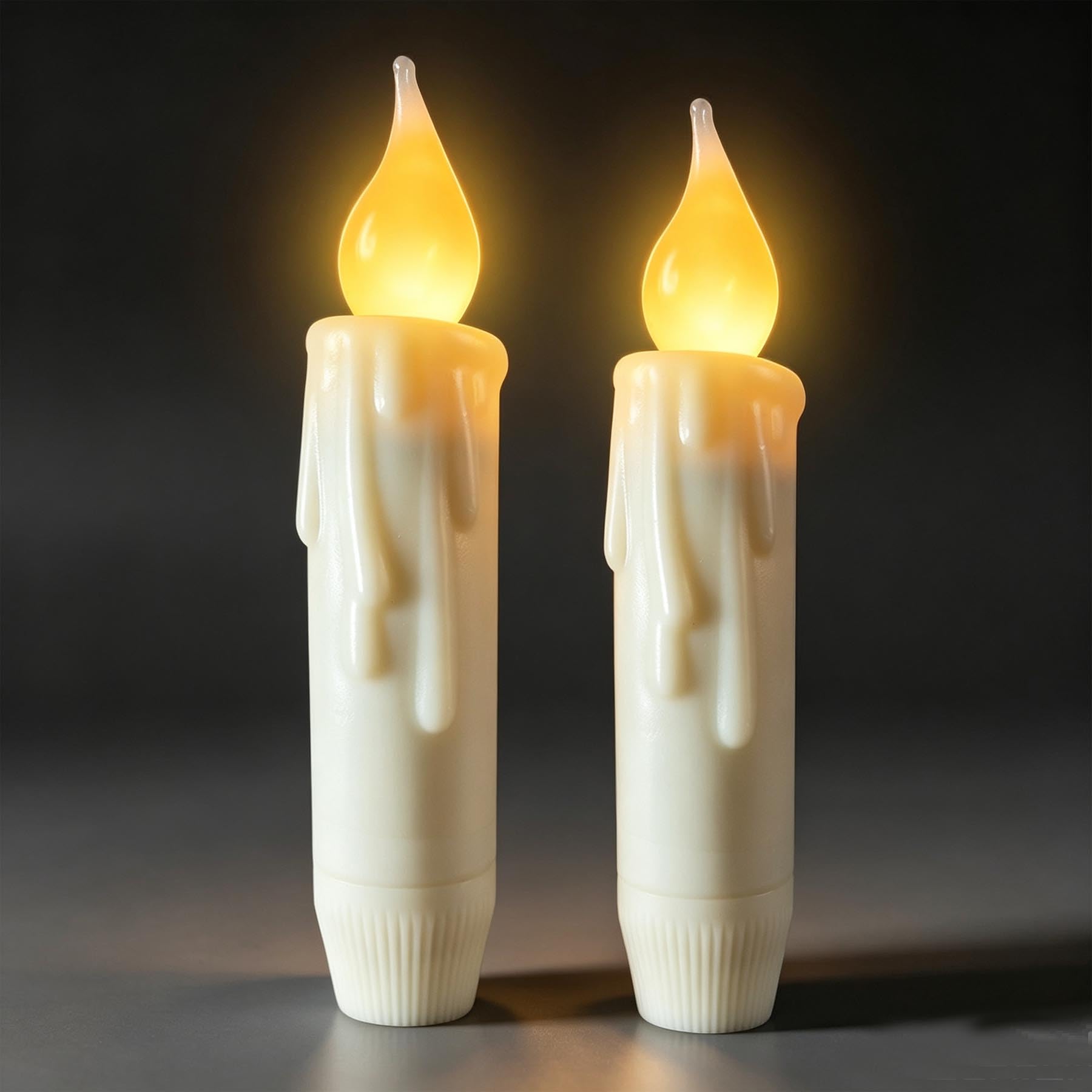 Short Battery Operated Taper Candles with Timer,Wax Flameless Taper Candle,