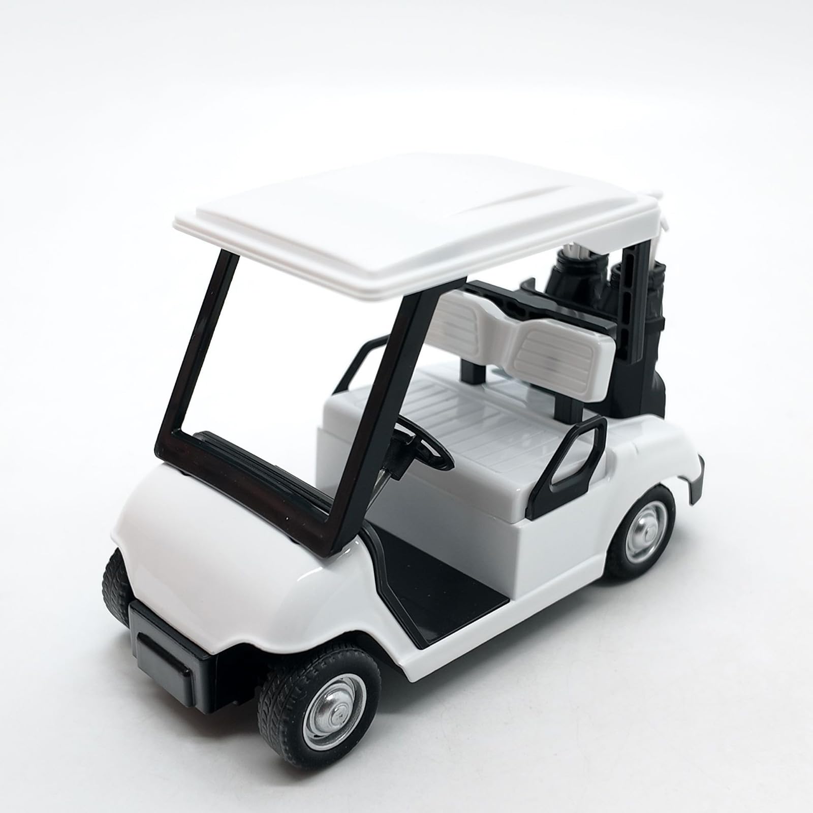 NPLSEO Diecast Golf Carts Toy, Golf Cart Decoration Model Miniature Golfs Buggy Elegant Desk Ornament, Miniature Gifts Kids Car Toy Friction Powered Golfs Cart Ornament Scale Toys (White)