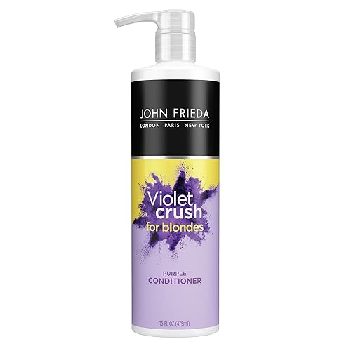 John Frieda Violet Crush - Acondicionador morado para cabello rubio, pigmentos violetas triturados neutralizan los tonos cobrizos para un rubio más