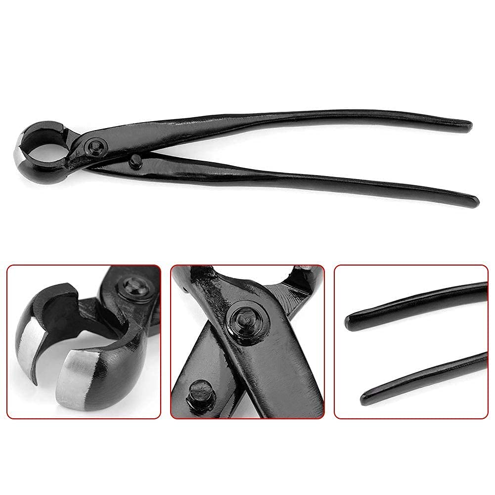 Coupeur concave - Coupeur de Branche de Bouton concave à Bord Rond Pointu Noir Professionnel, Outils de bonsaï de Jardin pour Le Jardinage paysager 210mm / 8.27 Pouces