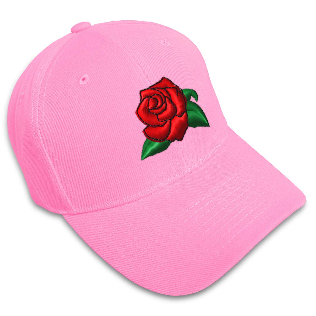 Custom Baseball Cap Rose Flower A Embroidery Flowers and Plants Acrylic Dad Hats for Men & Women Soft Pink Design Only