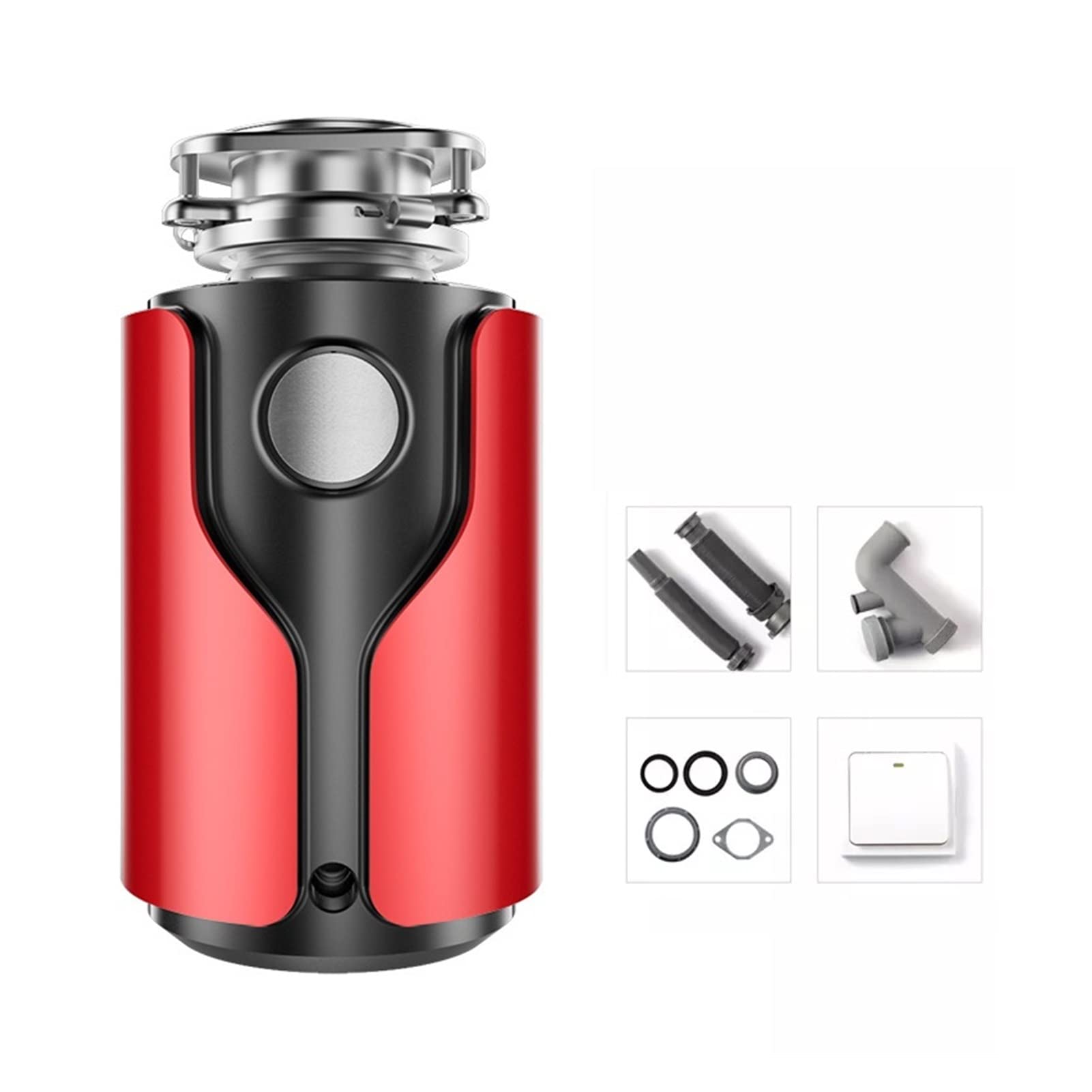 Triturador de Basura, recogedor de Alimentos, triturador de residuos, Interruptor Remoto Inteligente, triturador de Acero Inoxidable, electrodomésticos de Cocina (Rojo)