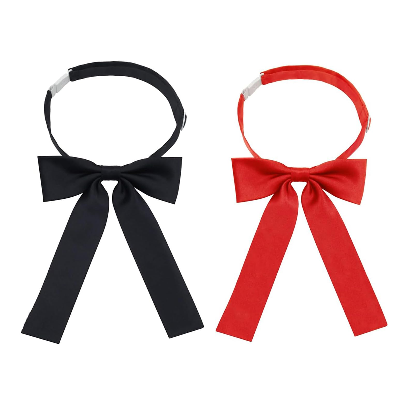 Mantieqingway Bow Ties for Women/Girls, Pre-tied Adjustable Bowties Solid Color Polyester Bow Tie for School Uniform Shirt