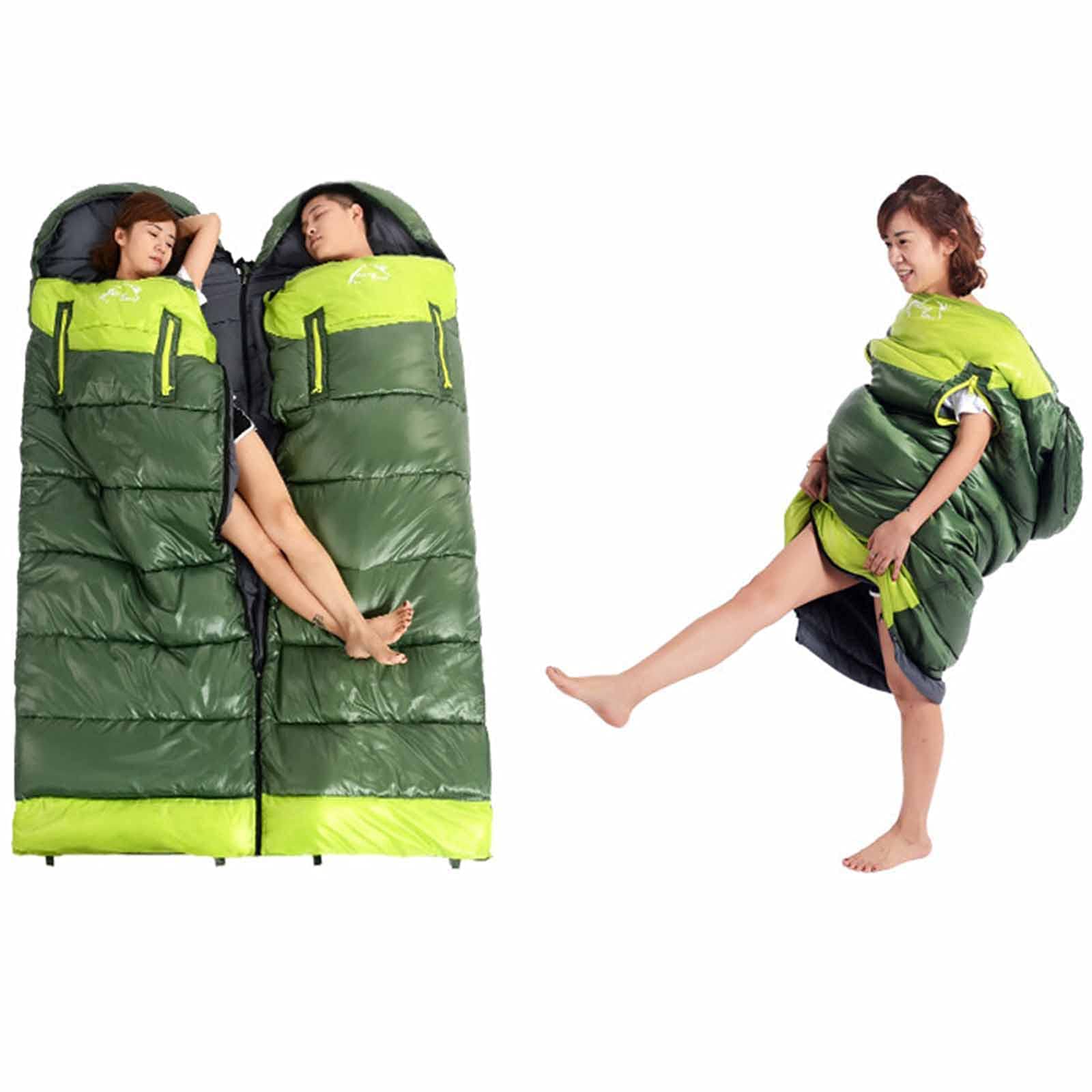 Warm Weather Sleeping Prostokątny śpiwór kempingowy 3-Season Comfort Pojedyncze śpiwory z plecakiem (zielony prawy 1,65 kg)