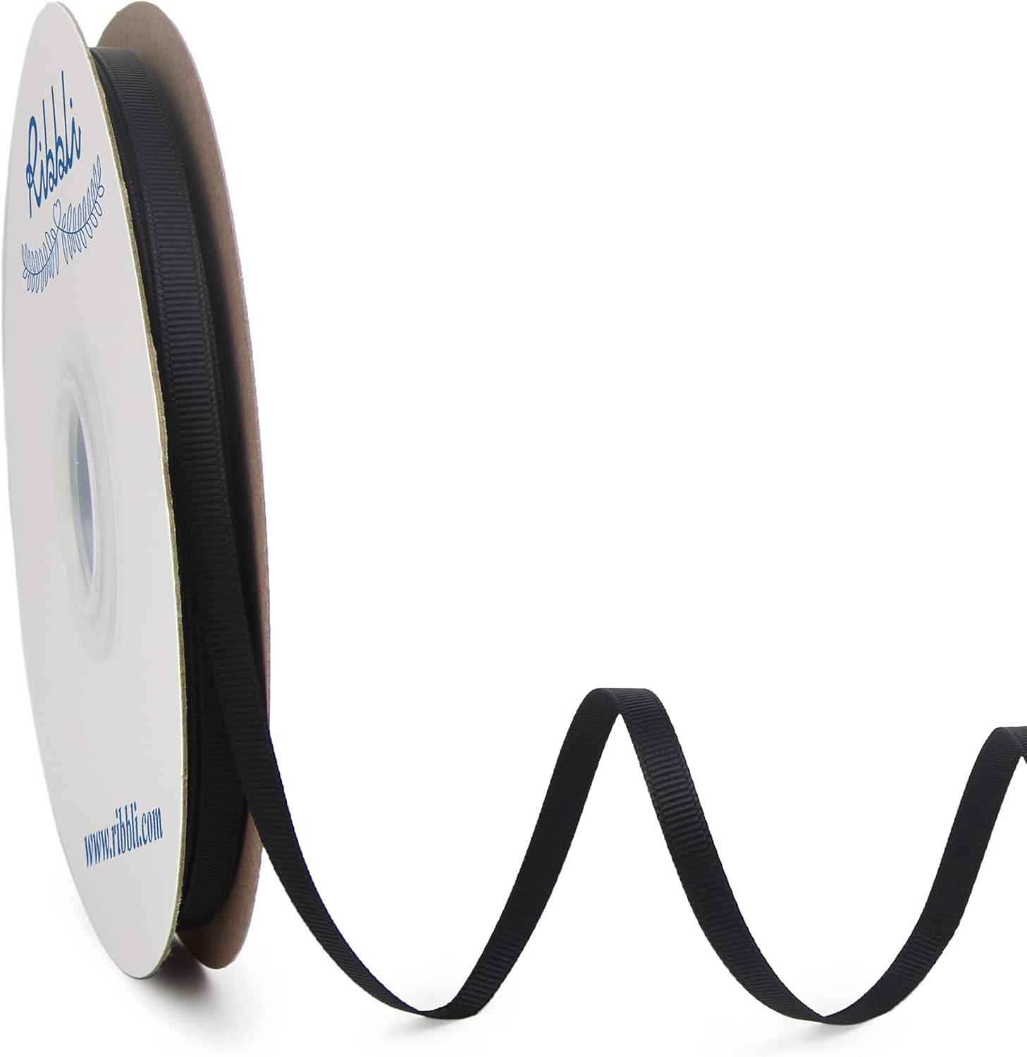 Ribbli Black Grosgrain Ribbon, 1/4 inches x Continuous 50 Yards, Use for Bows DIY Hair Accessories,Gift Wrapping, Craft and Sewing