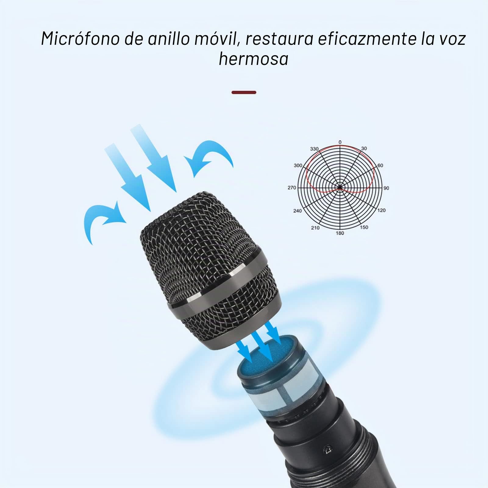 Goshyda Micrófono Inalámbrico, de Micrófono de Mano Inalámbrico Bluetooth Karaoke, con Pantalla LED Inteligente, Señal Estable, para Conferencias en el Hogar Al Aire Libre, para Teléfono(Oro)